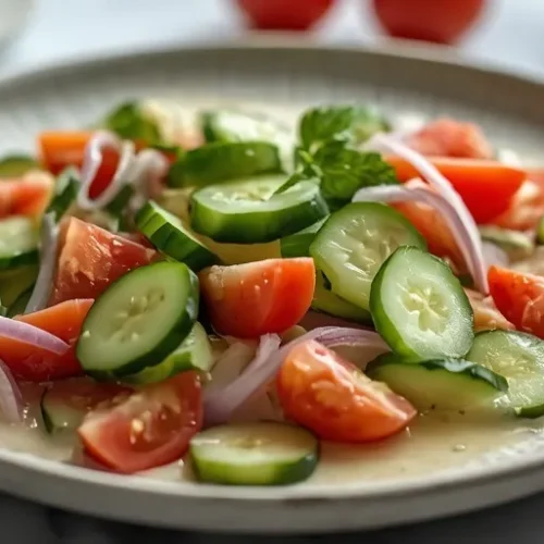 creamy cucumber tomato vinegar salad recipe