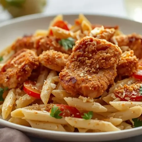 crispy chicken caesar pasta salad recipe