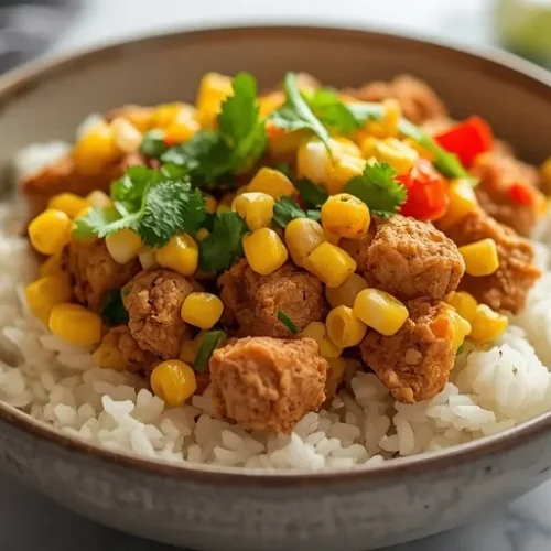 ground chicken street corn rice bowl recipe