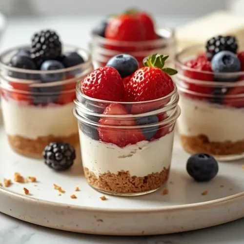 mini berry no bake cheesecake jars recipe