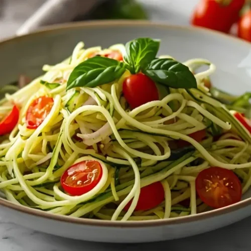shredded zucchini noodles salad recipe