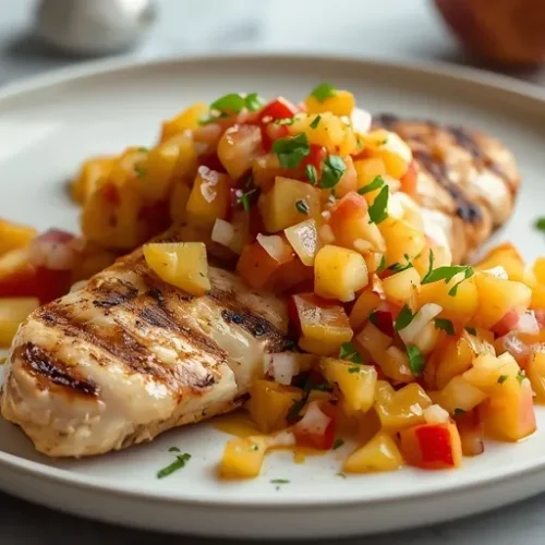 skillet grilled chicken with peach salsa recipe