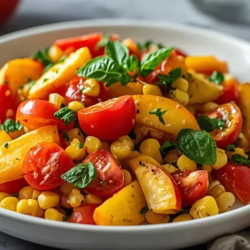 tomato peach corn salad recipe