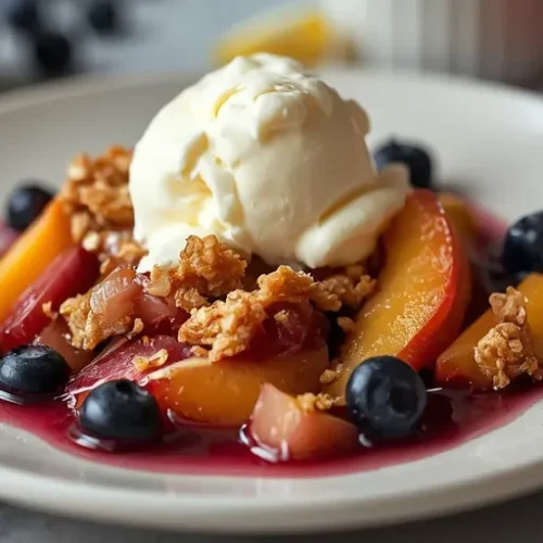 blueberry peach rhubarb crisp recipe