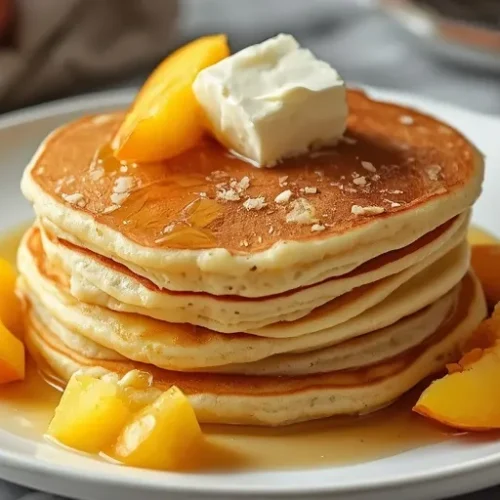 Cottage Cheese Peach Pancakes recipe