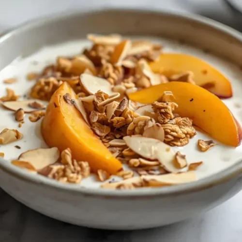 High Protein Peach Yogurt Bowl recipe