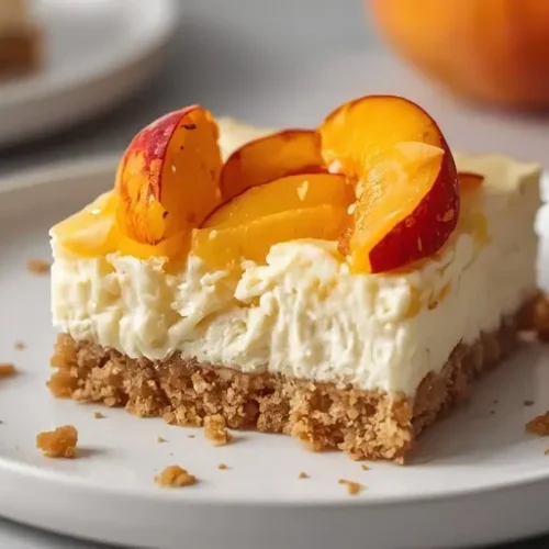 No Bake Peach Cheesecake Bars recipe
