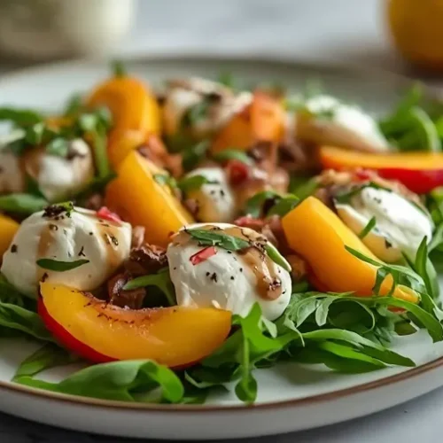 peach arugula caprese salad recipe