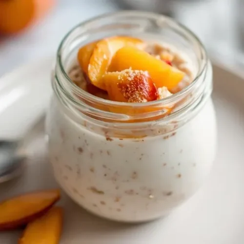 Peach Pie Overnight Oats recipe