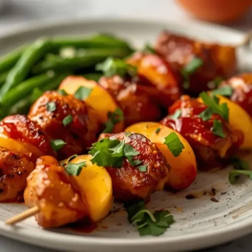 spicy bbq chicken peach skewers recipe