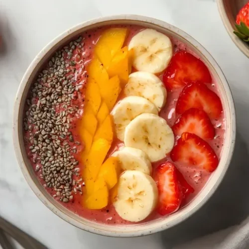 Strawberry Peach Smoothie Bowl recipe
