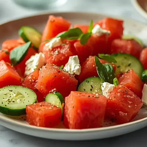 watermelon cucumber tomato feta salad recipe