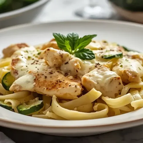 Chicken Zucchini Alfredo Pasta Skillet recipe