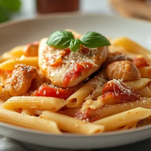 Creamy Tomato Basil Chicken Pasta recipe
