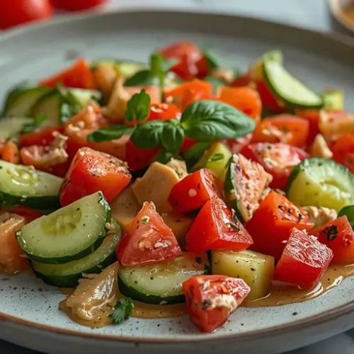 Cucumber Tomato Tahini Salad recipe