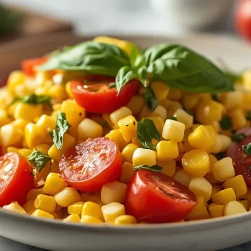 Fresh Corn And Tomato Basil Salad recipe