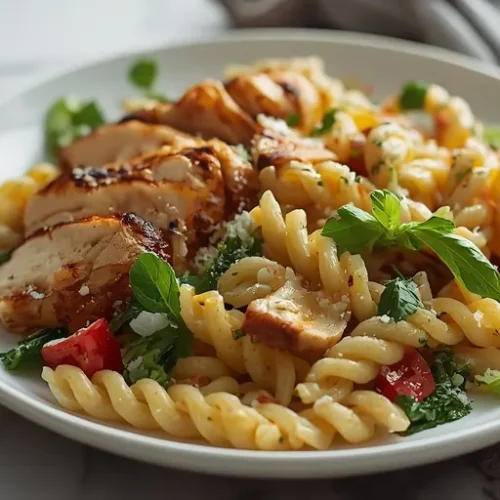 Grilled Chicken Caesar Pasta Salad recipe