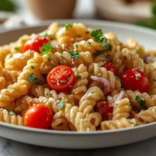 Healthy Dill Pickle Pasta Salad recipe