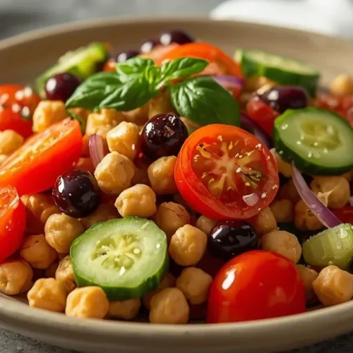 High Protein Mediterranean Chickpea Salad recipe