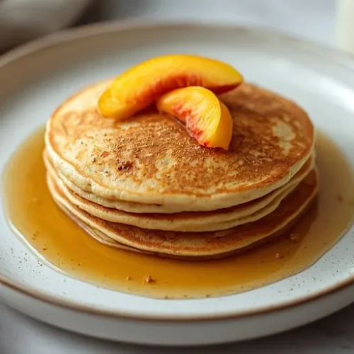 High Protein Peach Cottage Cheese Pancakes recipe