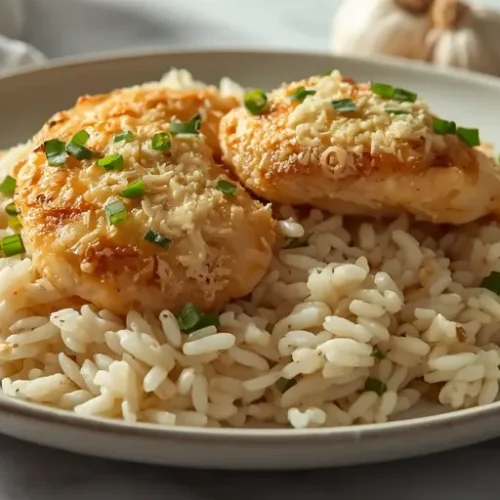 One Pot Garlic Parmesan Chicken and Rice recipe