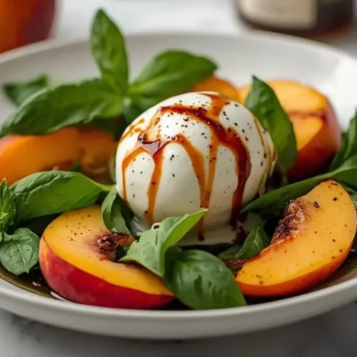 Peach Burrata Basil Salad recipe