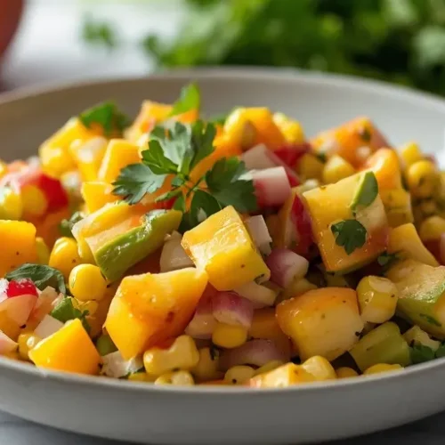 Peach Corn Avocado Salsa Salad recipe