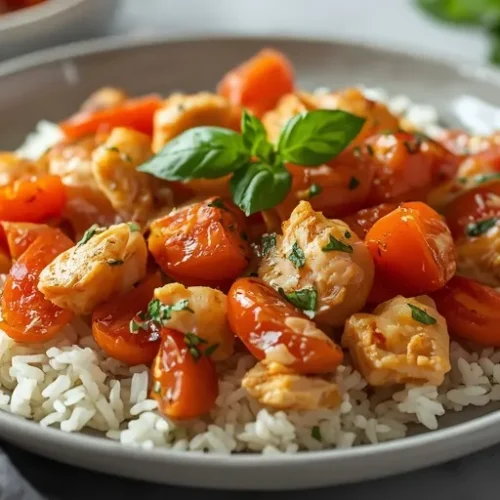 Tomato Basil Chicken Rice Skillet recipe