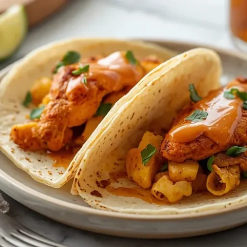 Hot Honey Chicken Smash Tacos recipe