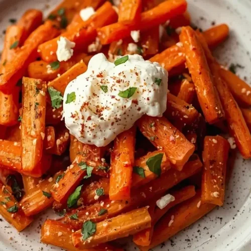 Hot Honey Roasted Carrots with Whipped Feta recipe