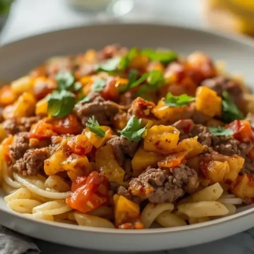 Cheeseburger Orzo Skillet recipe