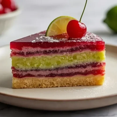Cherry Lime Layered Jelly Cake recipe