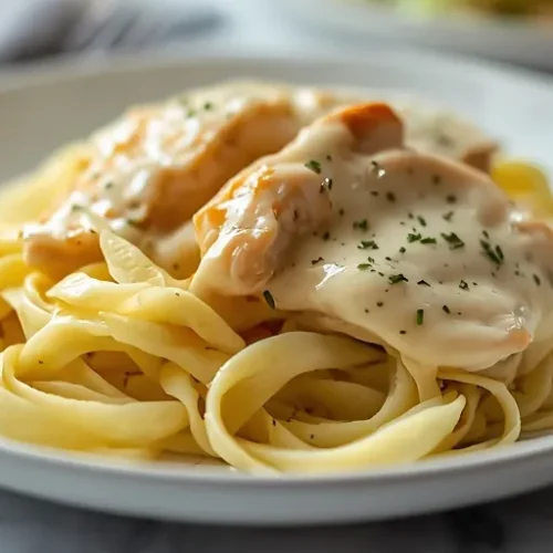 Chicken Alfredo with Cabbage Noodles recipe