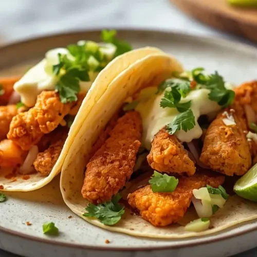 Crispy Hot Honey Smash Chicken Tacos recipe