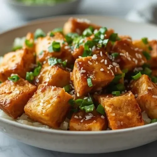 Crispy Tofu Peanut Bowls recipe