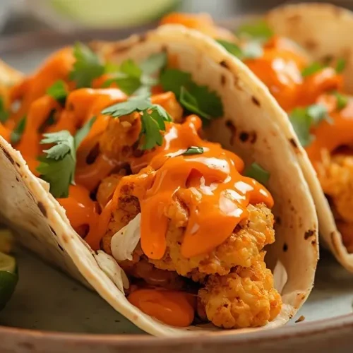Air Fryer Buffalo Cauliflower Tacos recipe