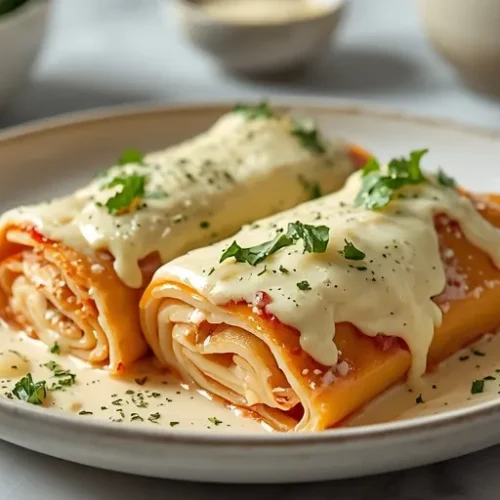Chicken Alfredo Lasagna Roll-Ups recipe