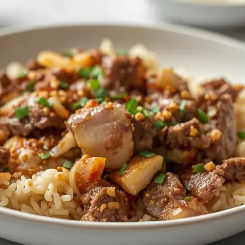 French Onion Beef and Rice recipe