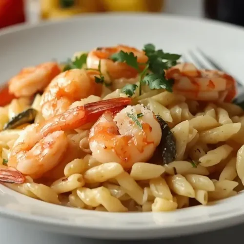 Garlic Parmesan Shrimp Orzo recipe