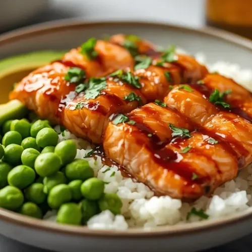 Hot Honey Salmon Rice Bowls recipe