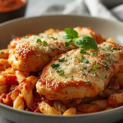One-Pan Chicken Parmesan Orzo recipe