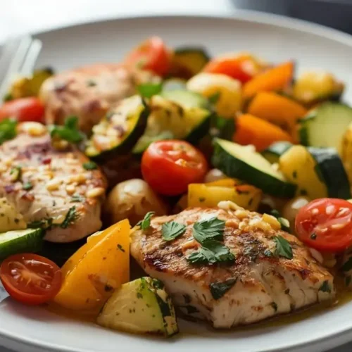 Sheet Pan Greek Chicken Vegetables recipe