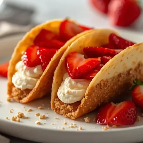 Strawberry Crunch Cheesecake Tacos recipe
