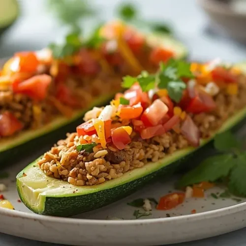 Turkey Taco Stuffed Zucchini Boats recipe