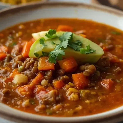 Vegetable Lentil Tortilla Soup recipe
